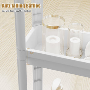 3-Tier Slim Rolling Storage Cart 2-Pack Mobile Bathroom Organizer with Wheels-White view 8