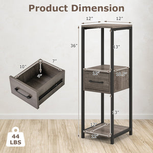 3 Tier Tall Metal Plant Stand with Drawer for Balcony Office-Gray view 4