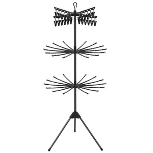 3-Tier Tripod Freestanding Folding Clothes Drying Rack with 24 Clips-Black