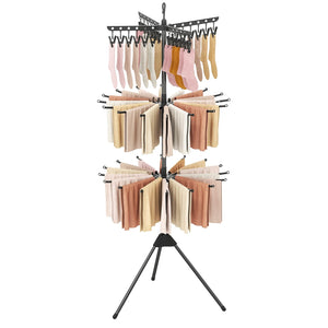 3-Tier Tripod Freestanding Folding Clothes Drying Rack with 24 Clips-Black view 4
