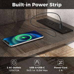 3-Tier TV Stand with Power Outlet USB and Adjustable Shelf-Gray view 7