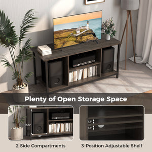 3-Tier TV Stand with Power Outlet USB and Adjustable Shelf-Gray view 8