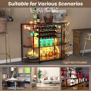 3-Tier Wine Bar Cabinet with Storage Shelves-Brown view 7