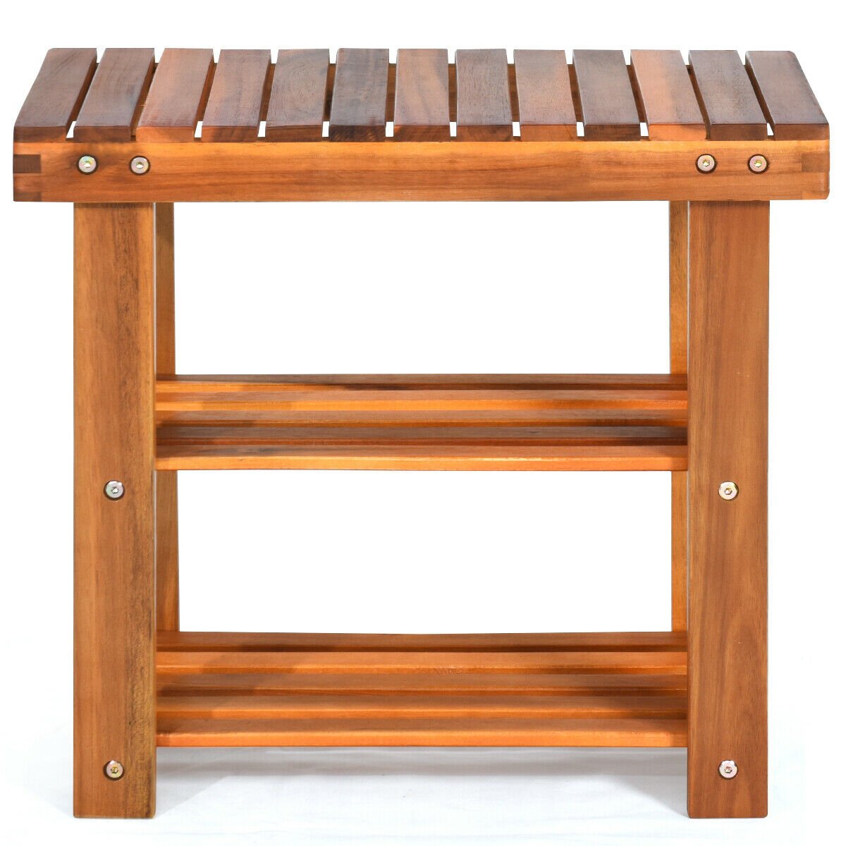 3-Tier Wood Shoe Bench Boots Organizer view 2