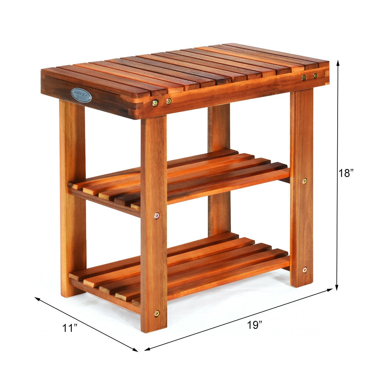 3-Tier Wood Shoe Bench Boots Organizer view 5
