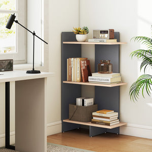 3 Tier Wooden Bookshelf with Anti-Tipping Kit-Oak view 2