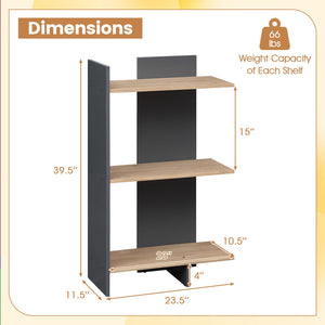 3 Tier Wooden Bookshelf with Anti-Tipping Kit-Oak view 5