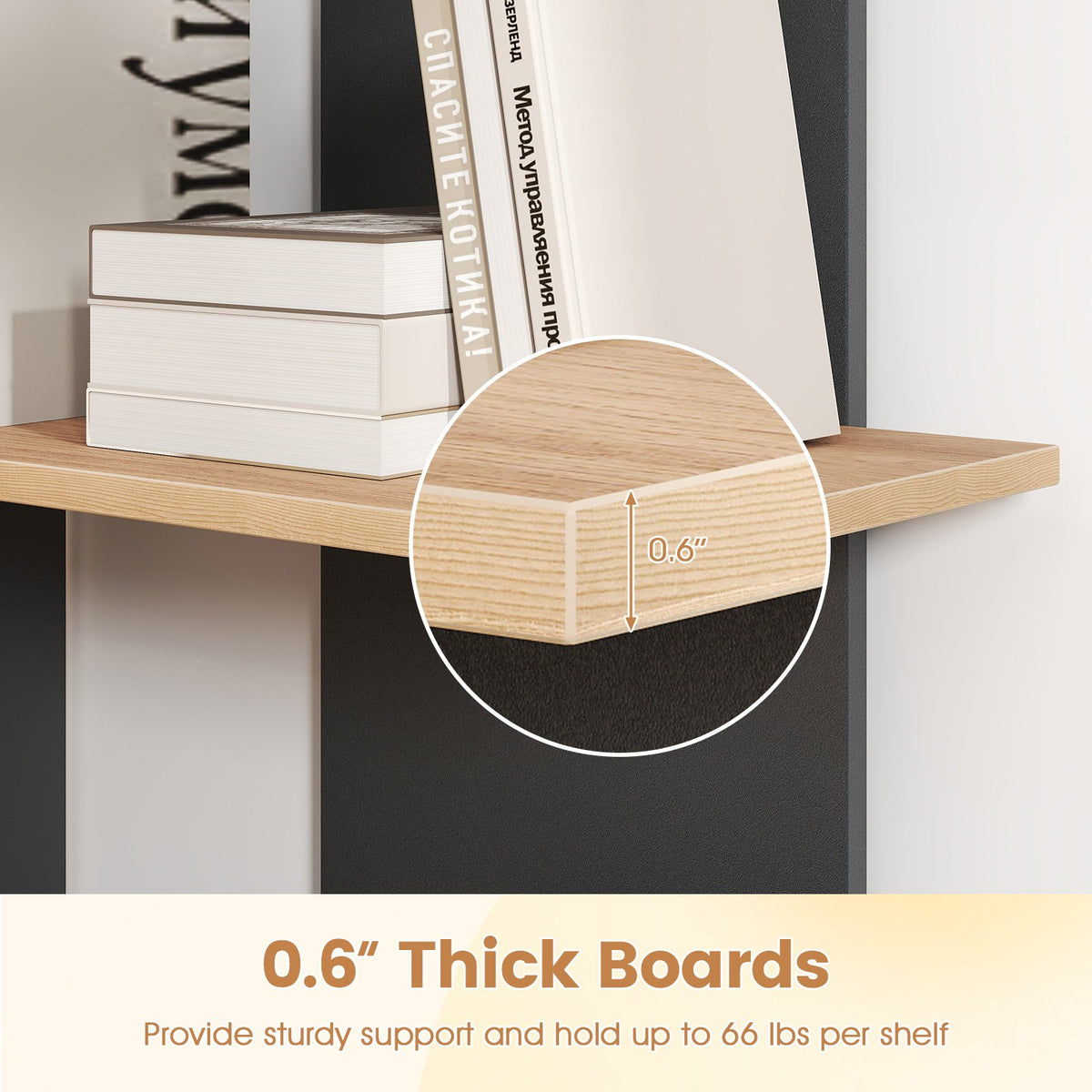 3 Tier Wooden Bookshelf with Anti-Tipping Kit-Oak view 7