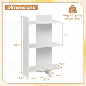 3 Tier Wooden Bookshelf with Anti-Tipping Kit-White view 5