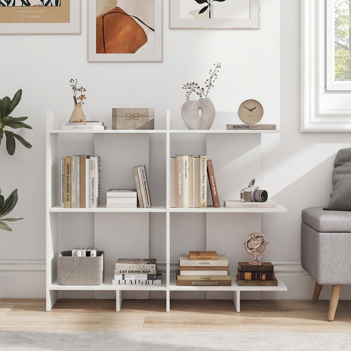3 Tier Wooden Bookshelf with Anti-Tipping Kit-White view 6
