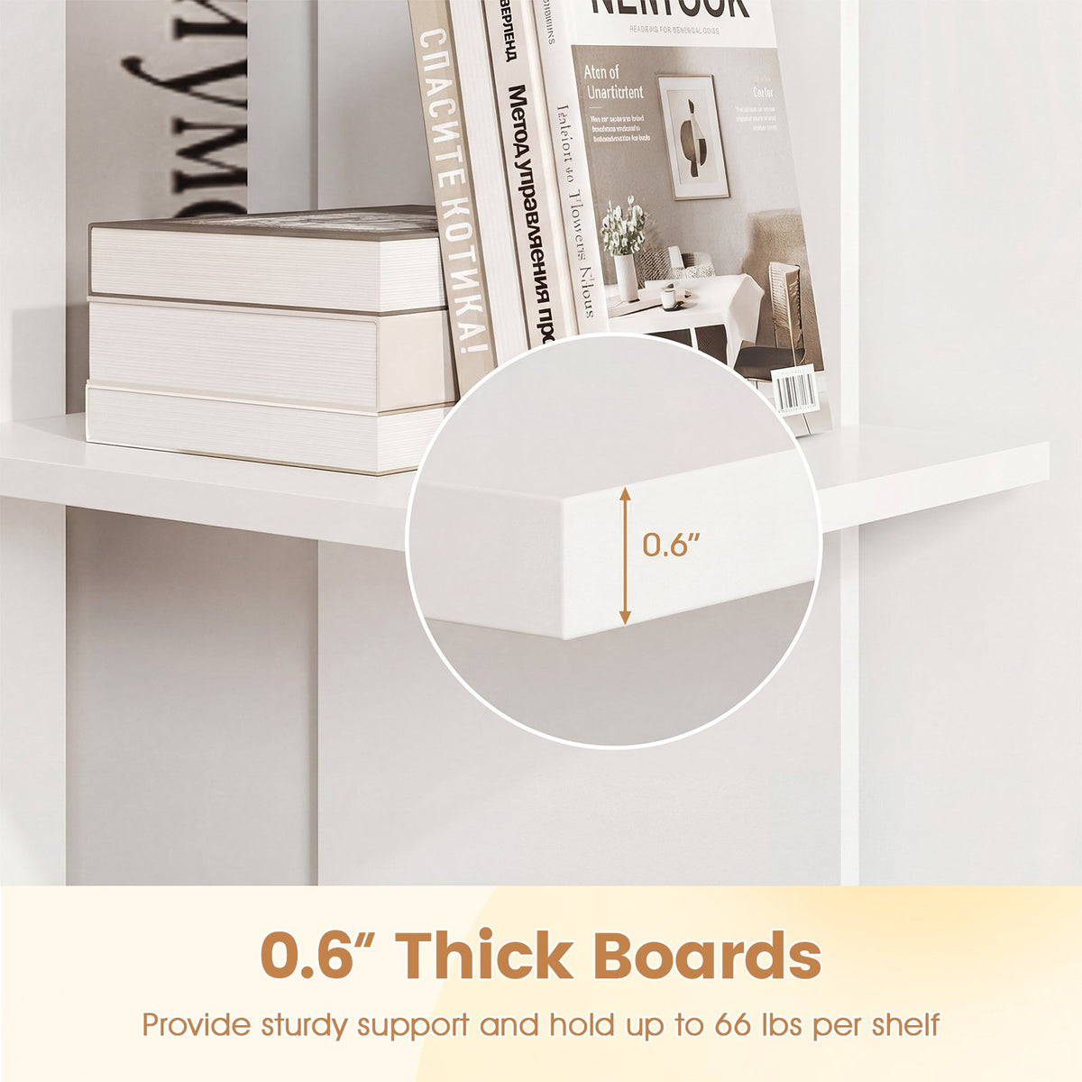 3 Tier Wooden Bookshelf with Anti-Tipping Kit-White view 7