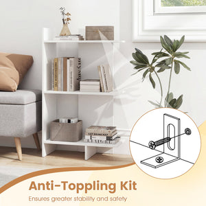 3 Tier Wooden Bookshelf with Anti-Tipping Kit-White view 9