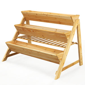 3 Tier Wooden Vertical Raised Garden Bed with Storage Shelf view 4