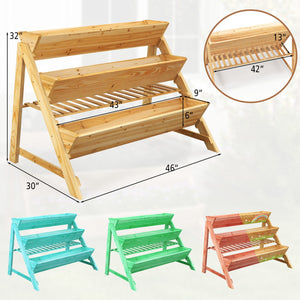 3 Tier Wooden Vertical Raised Garden Bed with Storage Shelf view 5