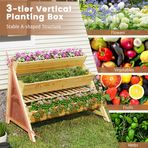3 Tier Wooden Vertical Raised Garden Bed with Storage Shelf view 7