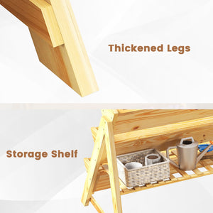 3 Tier Wooden Vertical Raised Garden Bed with Storage Shelf view 8