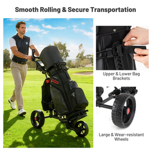 3 Wheel Golf Bag Cart with Adjustable Handle and 9 Speed Settings view 4