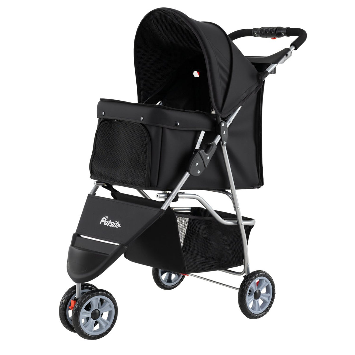 3 Wheel Pet Stroller for Small Dogs Cats up to 33 LBS-Black