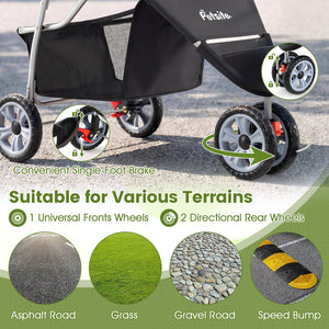 3 Wheel Pet Stroller for Small Dogs Cats up to 33 LBS-Black view 8