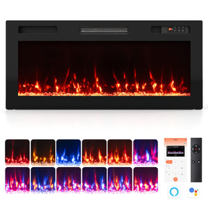 30/36/40/50/60/72 Inch Smart WiFi Electric Fireplace with Recessed and Wall Mounted-40 inches