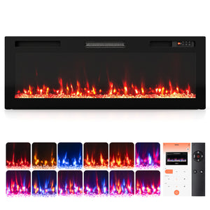 30/36/40/50/60/72 Inch Smart WiFi Electric Fireplace with Recessed and Wall Mounted-50 inches