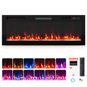 30/36/40/50/60/72 Inch Smart WiFi Electric Fireplace with Recessed and Wall Mounted-50 inches view 2