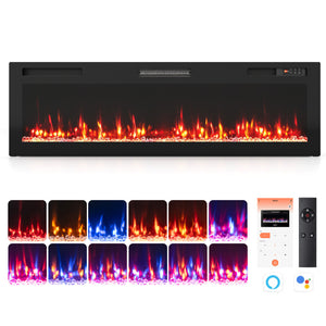 30/36/40/50/60/72 Inch Smart WiFi Electric Fireplace with Recessed and Wall Mounted-60 inches view 2