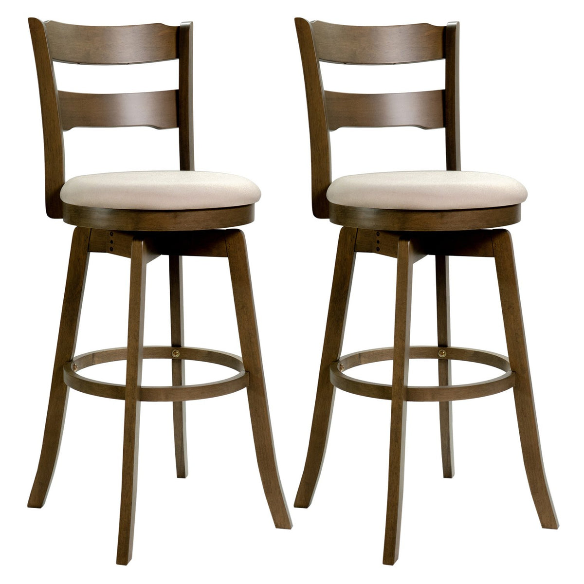 30.5 Inch Swivel Barstools with Backrest & Upholstered Seat-Set of 2