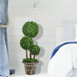 30 Inch Artificial Topiary Triple Ball Tree Indoor and Outdoor UV Protection view 2