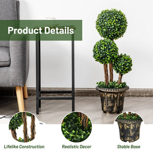 30 Inch Artificial Topiary Triple Ball Tree Indoor and Outdoor UV Protection view 3