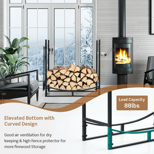 30 Inch Firewood Rack with 4 Tool Set Kindling Holders for Indoor and Outdoor view 7