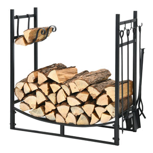 30 Inch Firewood Rack with 4 Tool Set Kindling Holders for Indoor and Outdoor view 9