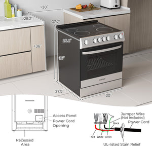 30 Inch Freestanding and Slide-in Kitchen Stove with 4 Burners Ceramic Cooktop-Silver view 3
