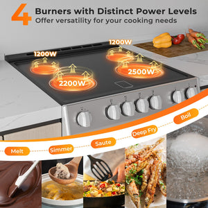 30 Inch Freestanding and Slide-in Kitchen Stove with 4 Burners Ceramic Cooktop-Silver view 4