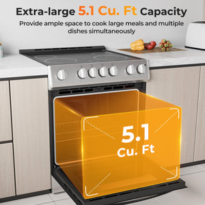 30 Inch Freestanding and Slide-in Kitchen Stove with 4 Burners Ceramic Cooktop-Silver view 6