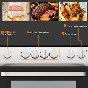 30 Inch Freestanding and Slide-in Kitchen Stove with 4 Burners Ceramic Cooktop-Silver view 8