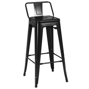 30 Inch Set of 4 Metal Counter Height Barstools with Low Back and Rubber Feet-Black view 8