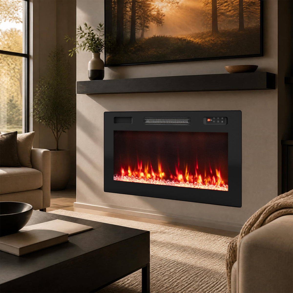 30 Inch Smart WiFi Electric Fireplace with Recessed and Wall Mounted view 2