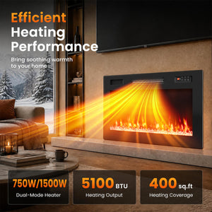30 Inch Smart WiFi Electric Fireplace with Recessed and Wall Mounted view 6
