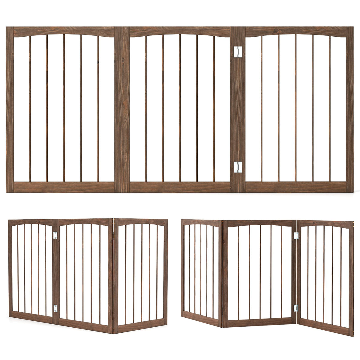 30 Inch Tall Wooden Pet Fence for Cats Small and Medium Dogs-Brown view 4