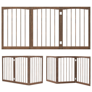 30 Inch Tall Wooden Pet Fence for Cats Small and Medium Dogs-Brown view 4