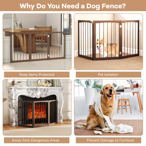 30 Inch Tall Wooden Pet Fence for Cats Small and Medium Dogs-Brown view 8