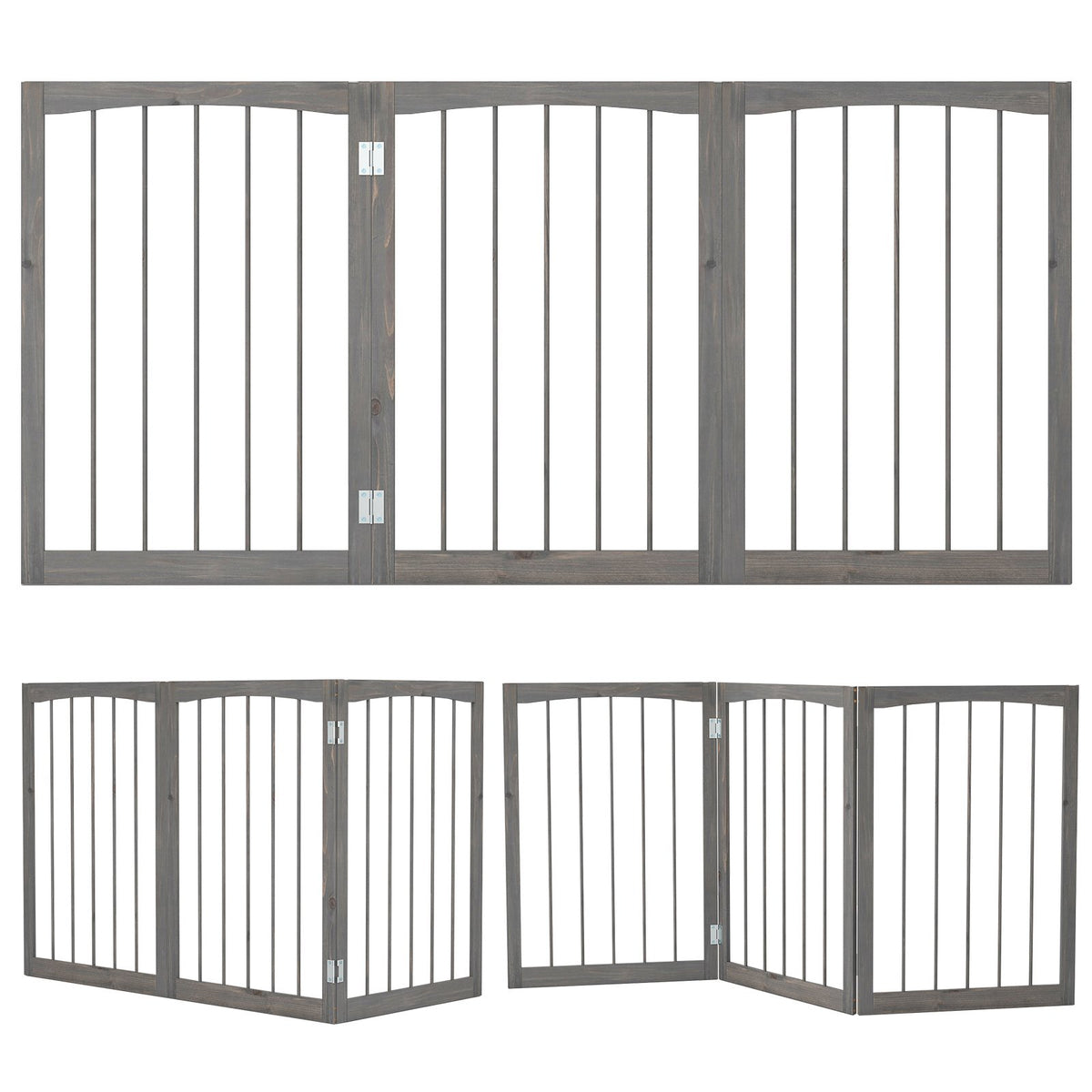30 Inch Tall Wooden Pet Fence for Cats Small and Medium Dogs-Gray view 4