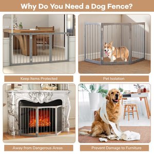 30 Inch Tall Wooden Pet Fence for Cats Small and Medium Dogs-Gray view 8
