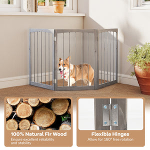 30 Inch Tall Wooden Pet Fence for Cats Small and Medium Dogs-Gray view 9