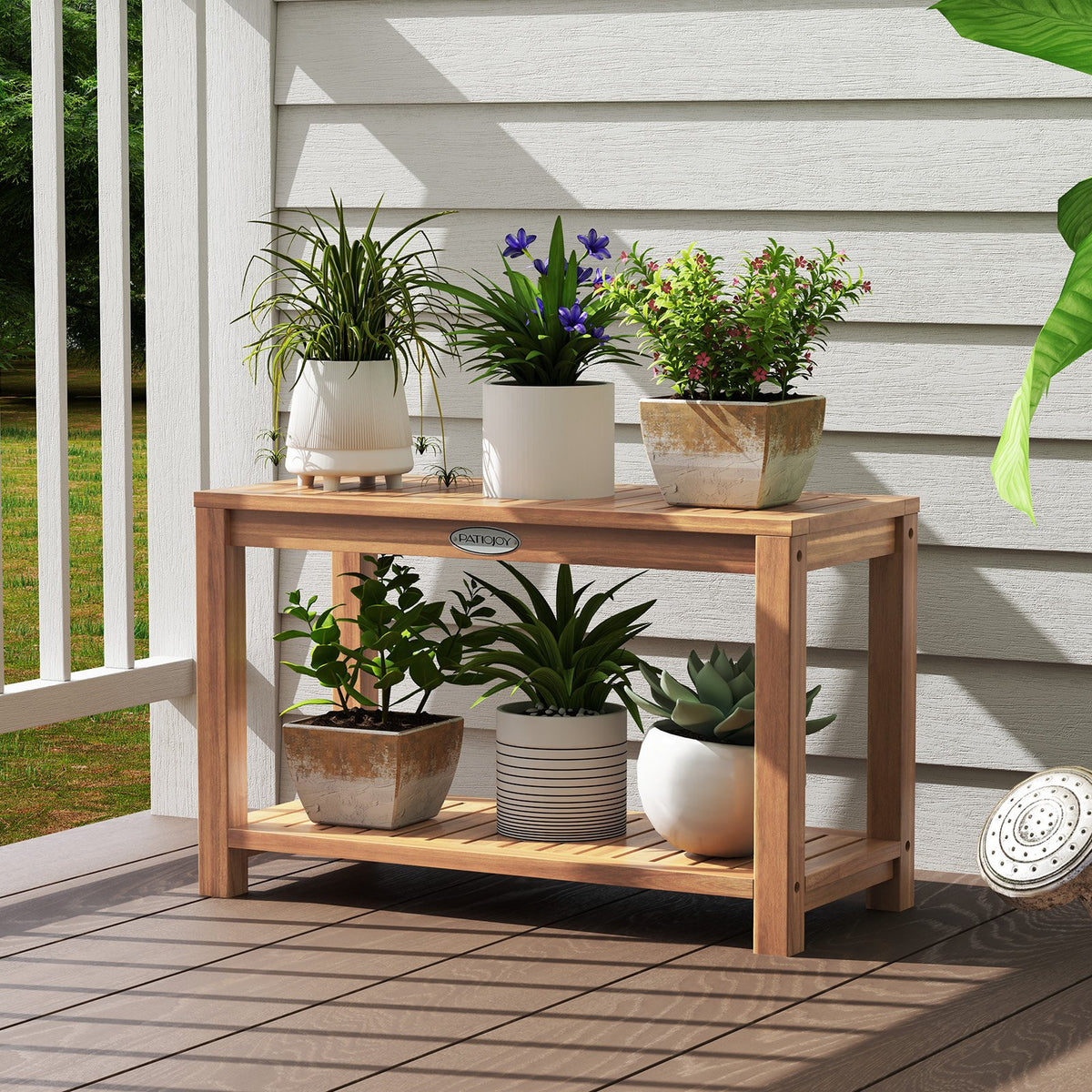 30 Inch Teak Wood Shower Bench Inside Shower Stool with Storage Shelf view 3