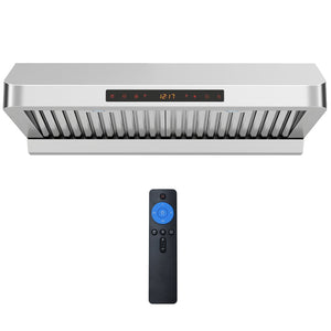 30 Inch Under Cabinet Range Hood with Oil Collector 900 CFM Stainless Steel Kitchen Vent-Silver