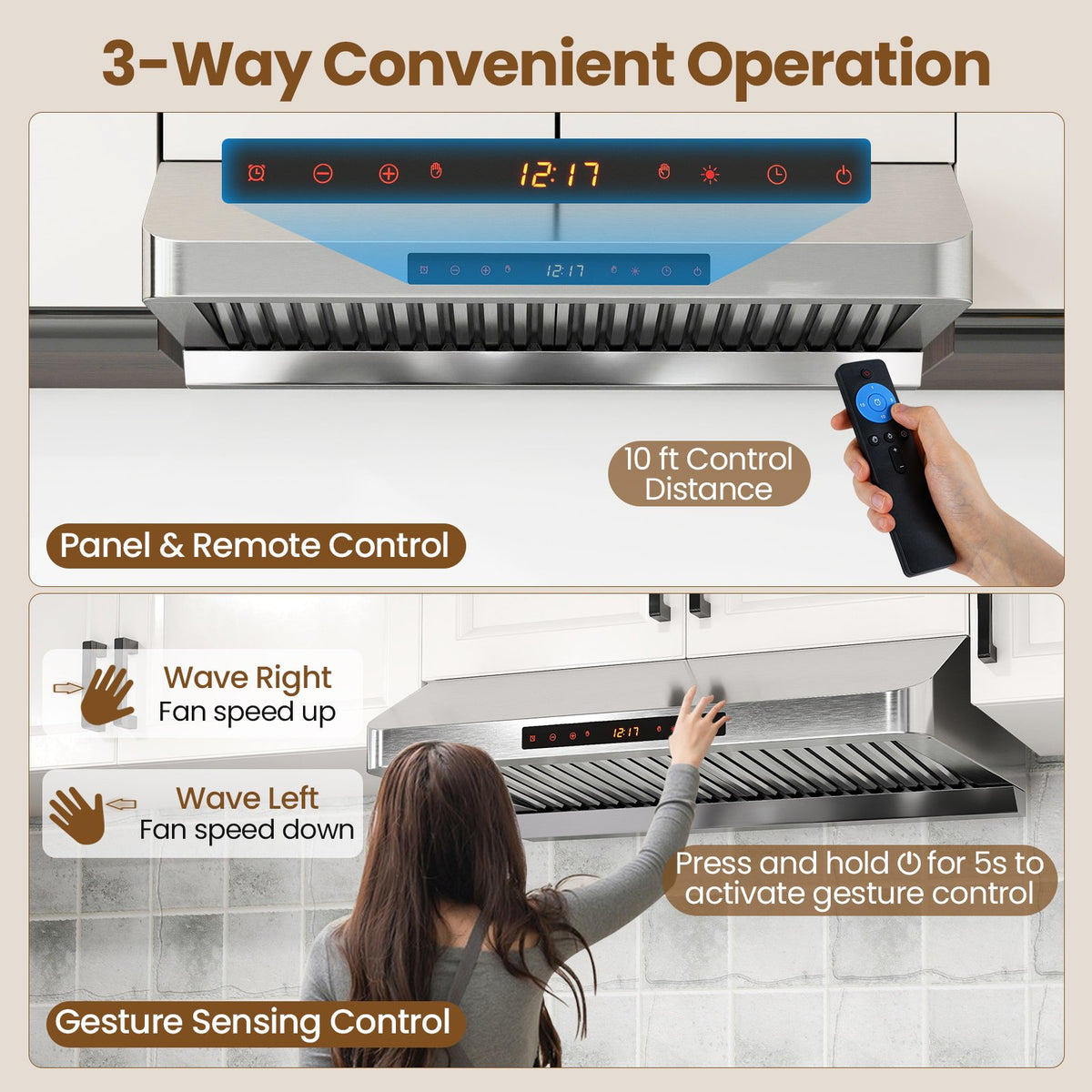 30 Inch Under Cabinet Range Hood with Oil Collector 900 CFM Stainless Steel Kitchen Vent-Silver view 6