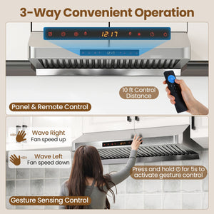 30 Inch Under Cabinet Range Hood with Oil Collector 900 CFM Stainless Steel Kitchen Vent-Silver view 6