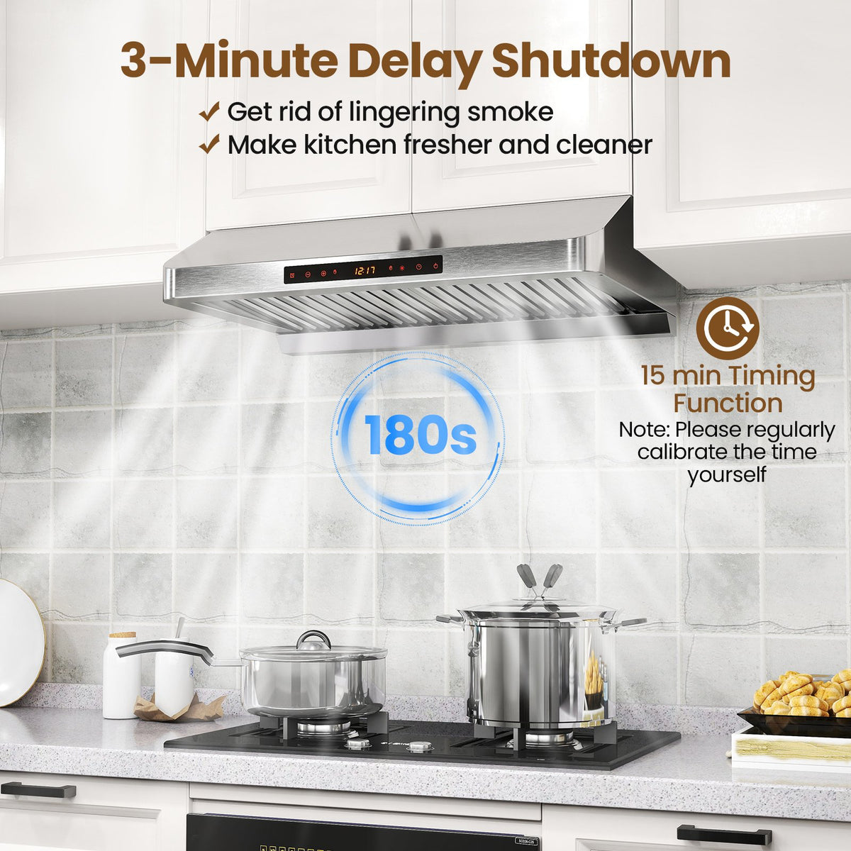 30 Inch Under Cabinet Range Hood with Oil Collector 900 CFM Stainless Steel Kitchen Vent-Silver view 7